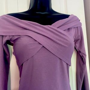 Purple Forever 21 cropped long sleeve off the shoulder blouse size medium
